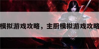 主厨模拟游戏攻略，主厨模拟游戏攻略视频