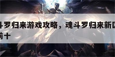 新魂斗罗归来游戏攻略，魂斗罗归来新区怎么玩进前十