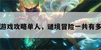 谜境游戏攻略单人，谜境冒险一共有多少册