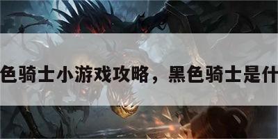 黑色骑士小游戏攻略，黑色骑士是什么
