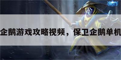 保卫企鹅游戏攻略视频，保卫企鹅单机游戏