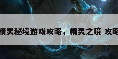 精灵秘境游戏攻略，精灵之境 攻略