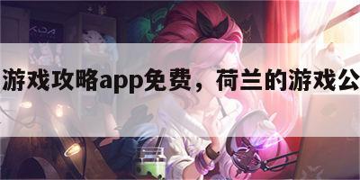 荷兰游戏攻略app免费，荷兰的游戏公司叫什么