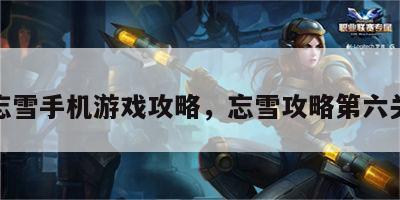 忘雪手机游戏攻略，忘雪攻略第六关