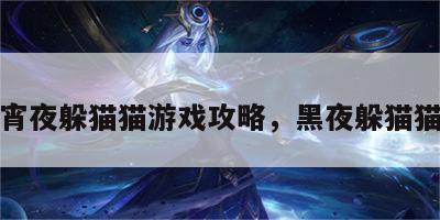 宵夜躲猫猫游戏攻略，黑夜躲猫猫