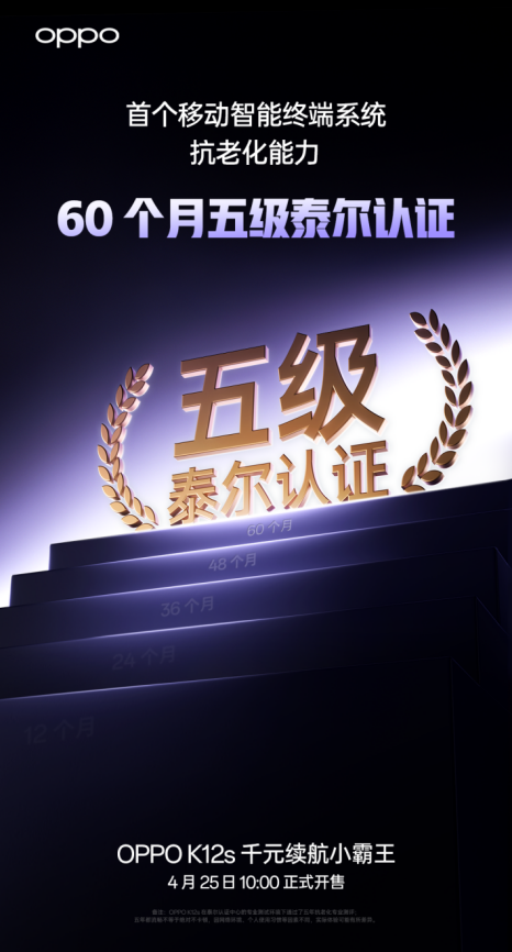 OPPO K12s正式发布：7000mAh五年长寿大电池，起售价1099元